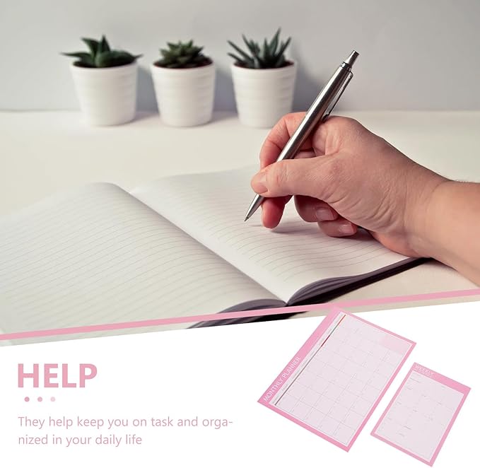 Didiseaon 2pcs Weekly and Monthly Schedule Notepad Undated Planner with Checklist for Work and Study Minimalist Paper Organizer for Goal Tracking and Habit Planning Candy Planning Pads