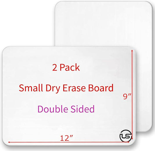 Small Dry Erase Board 9x12 (2 Pack) – Mini White Board for Kids & Students, Double-Sided Portable Whiteboard Small Dry Erase Board for Classroom, Office & Home Learning