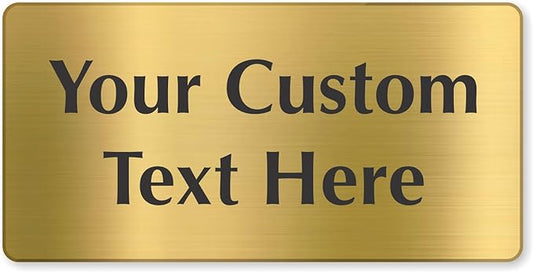 SmartSign Custom Brass Sign - 4" x 8", 40 mil REAL Bugle Brass Metal, Personalized Name Door Sign, Heavy-Duty Premium Engraved Door/Wall Mount Plaque for Business/Office, Gold and Black