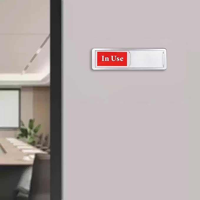 In Use or Available Door Sign for Home Office Restroom Conference Hotels Hospital, Slider Privacy Door Sign Indicate in Use Available, Silver