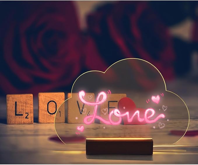 SetGame LED Note Board with 7 Colors Pen, Art Creative Light Up Dry Erase Board, Glowing Night Light Neon Message Bulletin Board Sign with Stand, LED Writing & Drawing Boards for Kids & Adults
