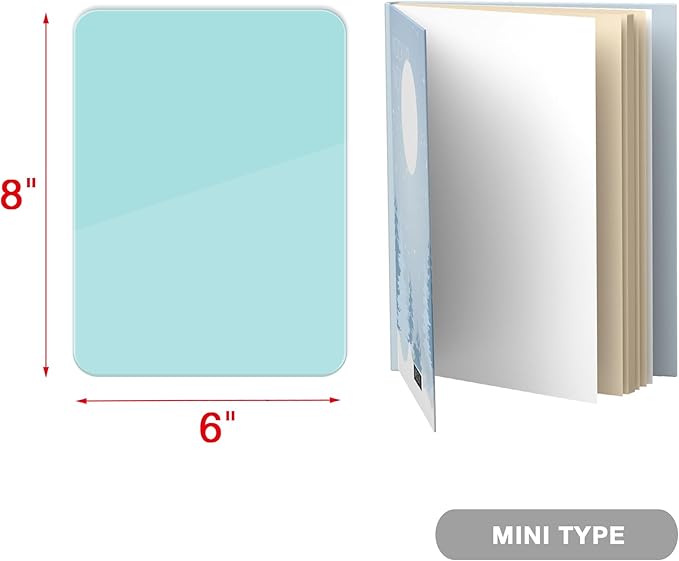 Aqua Blue Mini Desktop Pure Glass Whiteboard, Small Slope Slick Desk Whiteboard Glass, Desk White Board, Desktop White Board Dry Erase, Stenography Artifact for Office Home Schooling Décor, 8x6 Inches