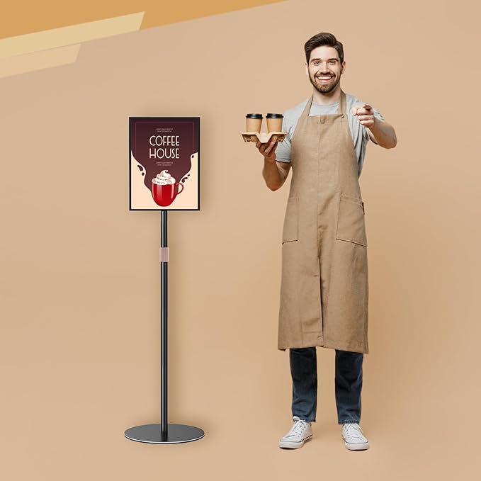 Newzueby Sign Holder Stand 8.5x11 inch - Flip Open Pedestal Floor Standing Sign Holder, Adjustable Versatile Sign Stands for Display, Floor Sign Holder with Easy Replacement for Events and Promotions (1 PACK)