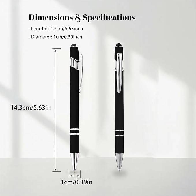 CRME Custom Pens Personalized Pen in Bulk Customized Pens Engraved Grip Retractable Ballpoint Pen with Name Text Logo 2-in-1 Stylus Pens for Touch Screens Ideal for School Office Graduation 10 Colors