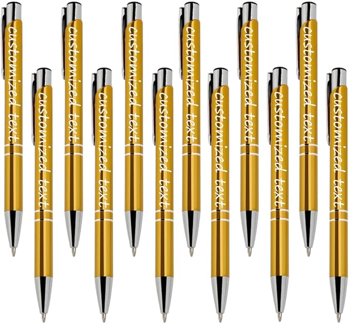 Yucold Customized ballpoint pens in bulk, personalized ballpoint pens with free engraving, for use in companies, enterprises, graduation anniversaries (Yellow,78)