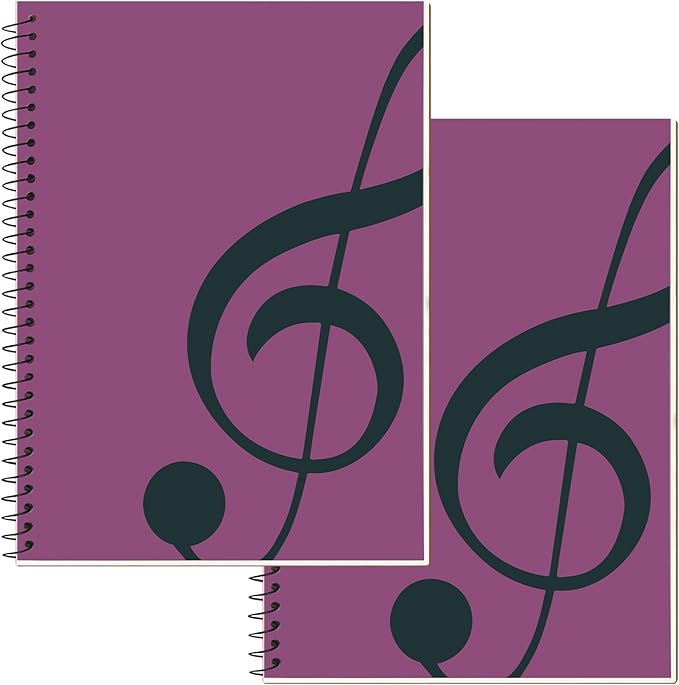DOMMI Blank Sheet Music Composition Notebook 2 Packs, Manuscript Staff Paper Notebook with 200 Pages 26x19cm, Spiral Bound Music Songwriting Notebook for Songwriters, Musicians, Teachers, Pink