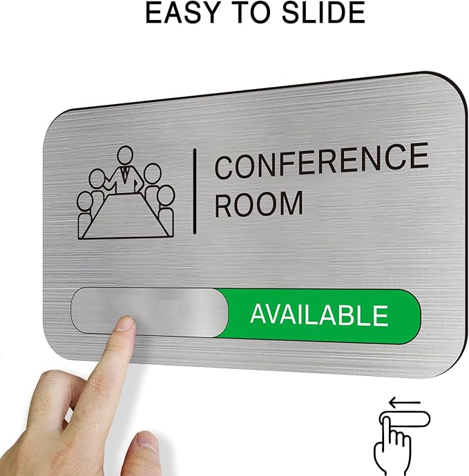 ANIWEY Acrylic Office Meeting Room Door Sign, 8.8 x 5.1 inches, Silver, Minimalist Style