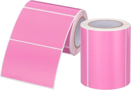 PATIKIL 2 x 3 Inch Rectangle Inventory Color Coding Labels 2 Roll, Square Self-Adhesive Inventory Label Stickers for Office Home Organization Name Tags, 250 Per Roll, Pink