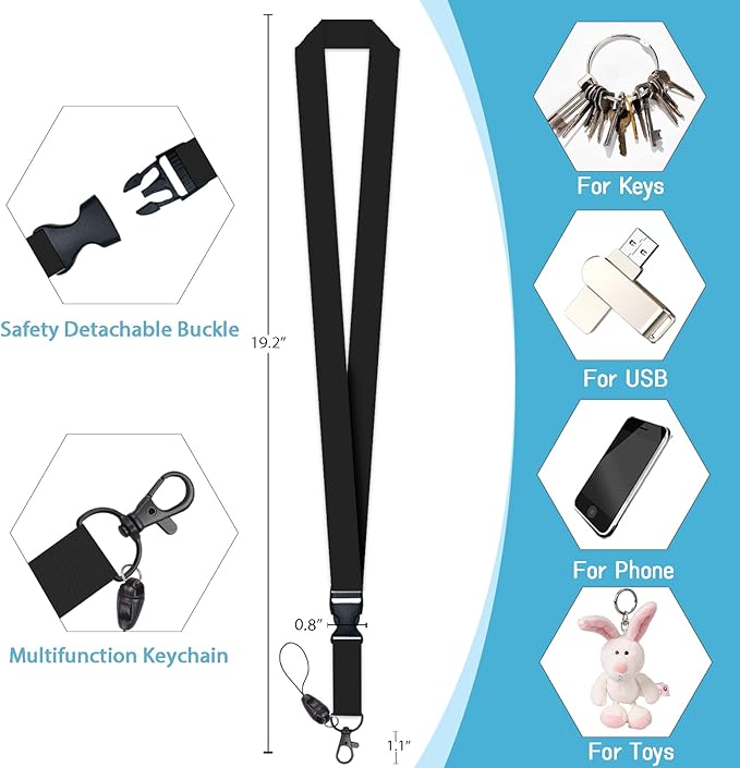 Black Badge Holder Retractable Lanyard, Lanyards for ID Badges Name Tags Vertical Card Holder, Detachable Lanyard Badge Reel Retractable, Teacher Nurse Workers Women Office Gifts