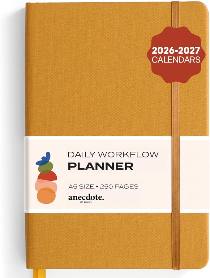 Anecdote 2026-2027 Planner: A Monthly, Weekly & Daily Planner with Calendar | 8.5" x 5.2" | Hardcover To-Do List Organizer, Planning Your Success, Start Anytime, Achieve Productivity Goals (Mustard)