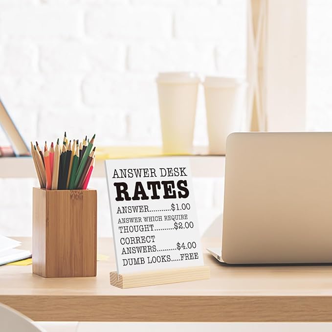 Funny Office Decor Desk Signs, 12 Different Cards Desktop Novelty, Boss Day Gifts for Women Men Accessories for Office Holiday Colleague Coworkers Gag Gift Supplies 5 x 4 Inch