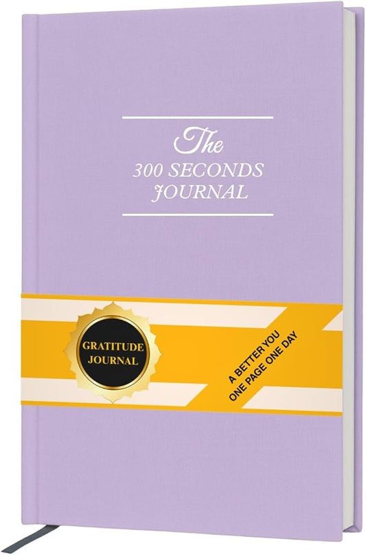 Gratitude Journal for Women & Men – 5 Minute Guided Daily Journal with Prompts for Mindfulness, Self Care & Positive Thinking, 300 Seconds Daily Reflection, Light Purple Linen Cover, 2026 Edition
