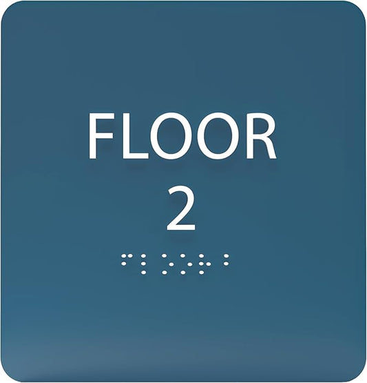 Cold Blue ADA Floor 2 Sign with Braille – Made from Durable Acrylic and Ready to Mount