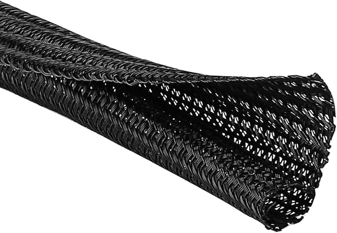 QCSIW 25ft - 1/2 inch Cord Protector, Split Sleeve Cable Management, Heavy Duty Wire Loom Tubing for Power Cords/USB/Audio Video – Pet Proof Chew Resistant Sleeving - Black