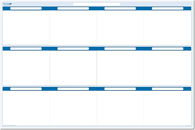 Sky Blue 12 Section Task, Objective and Goals Planning System Horizontal 24" Tall x 36" Wide. Wall Tray, Dry-Erase Marker, Eraser and 600 Sticky-Notes