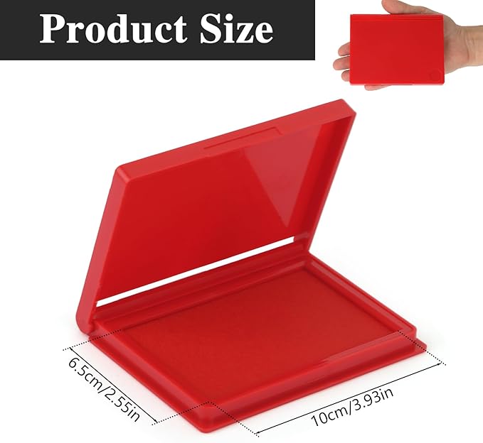 Red Stamp Pad, 4 x 2.5 Inch Premium Quality Ink Pad for Stamps, All-Purpose Felt Pad for Office and Crafting, Works with Rubber and Clear Stamps