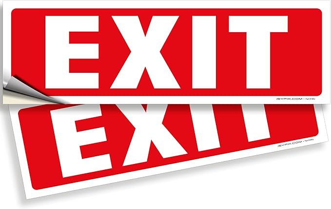 iSYFIX Exit Signs Stickers – 2 Pack 12x4 Inch – Premium Self-Adhesive Vinyl, Laminated for Ultimate UV, Weather, Scratch, Water and Fade Resistance, Indoor and Outdoor