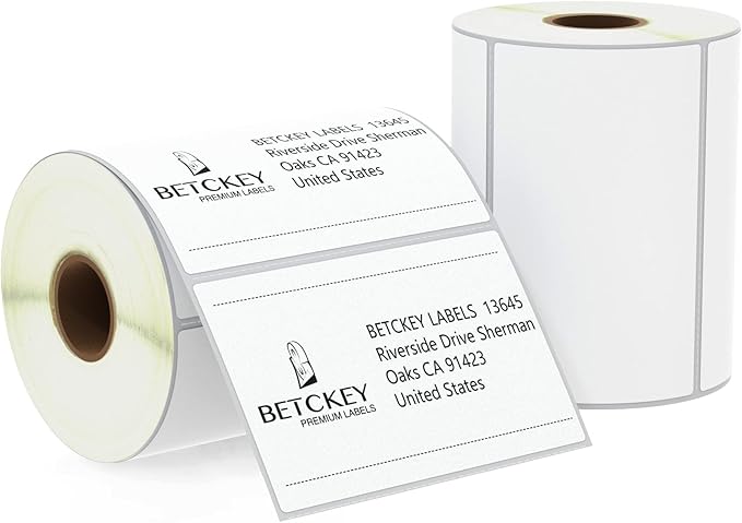 BETCKEY - 4" x 2.5" (102 mm x 64 mm) Shipping & Multipurpose Labels Compatible with Zebra & Rollo Label Printer,Premium Adhesive & Perforated [2 Rolls, 1240 Labels]