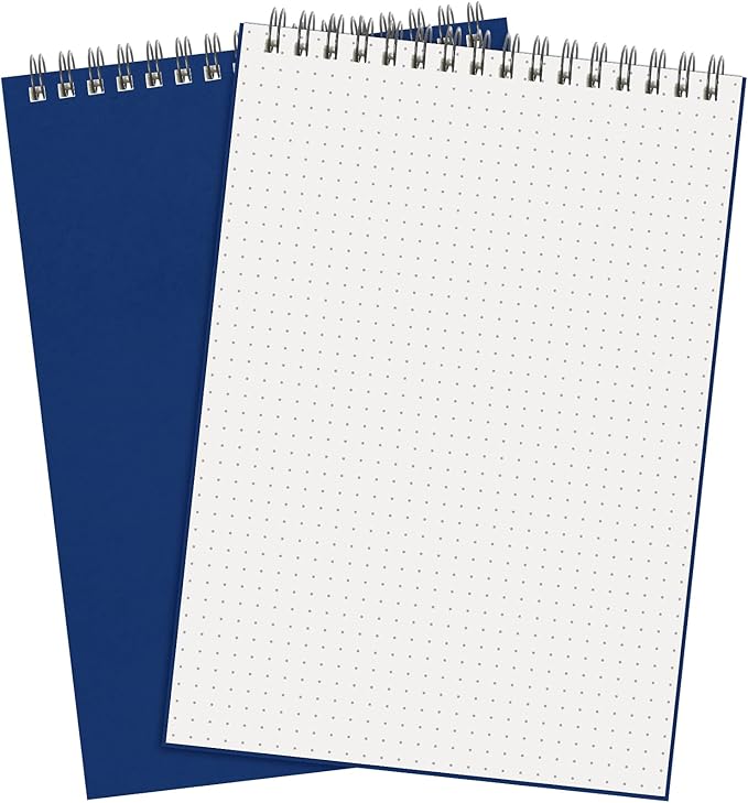 Engrowtic Dot Grid Notebook Top Spiral Notebook A5 Size Bullet Dotted Paper Hardcover Dot Journal 8.3''x 5.8'' 140 Pages Spiral Notepads for Sketching Drawing Writing School Office (Dark Blue,2 Pcs)