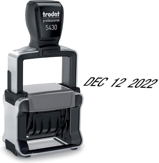 Trodat 5430 Professional Self-Inking Date Stamp - Black Ink
