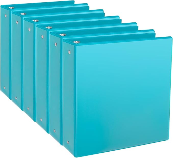 CIXILDTS 2-inch Round Ring Binder, Durable 2" 3 Ring Binder Fit Letter Size Paper, Light Blue, 6-Pack