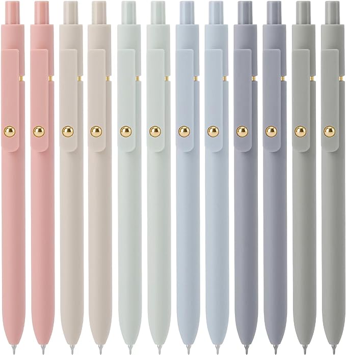 Ddaowanx Gel Pens,0.5mm Quick Dry Black Ink Pens Fine Point Smooth Writing Pens, Cute Office School Supplies Gifts for Women (24 Pcs Morandi-Black Ink)