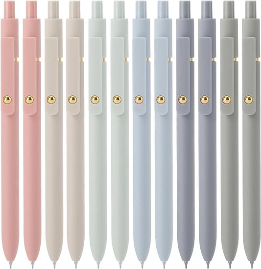 Ddaowanx Gel Pens,0.5mm Quick Dry Black Ink Pens Fine Point Smooth Writing Pens, Cute Office School Supplies Gifts for Women (24 Pcs Morandi-Black Ink)