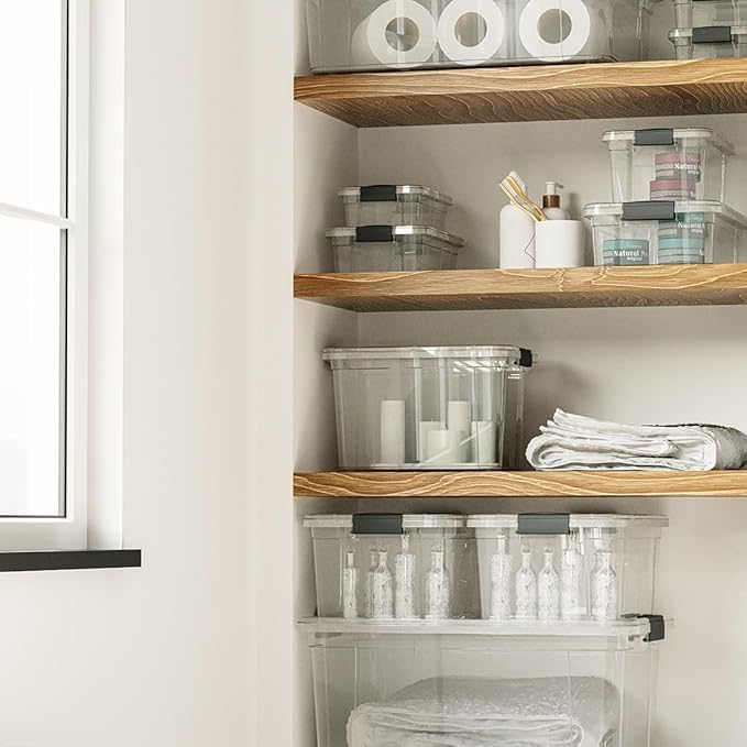 Superio Storage Bins with Lids- 4 Pack, 4.75 Qt Clear Boxes for Organizing, Stackable Plastic Containers- BPA Free, Non-Toxic, Odor Free, Organizer for Home, Office, Dorm