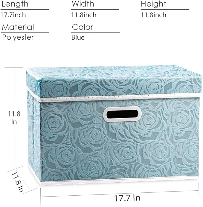 PRANDOM Larger Collapsible Storage Cube with Lid [1-Pack] Fabric Decorative Storage Bins Box Organizer Container Basket with Cover Handles for Bedroom Closet Living Room 17.7x11.8x11.8 Inch