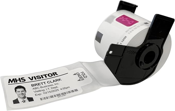 Threshold 3.25-inch Tab Expiring Visitor Badges on a Roll | 1 Roll (250 Badges) Compatible with Brother Direct Thermal Printers | Name Tag Stickers | Office & Secretary Supplies