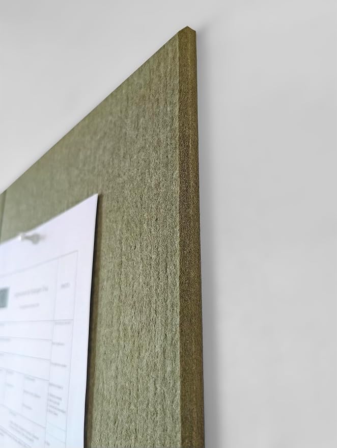 DECORITA Green Bulletin Board | Cork Boards for Walls | Felt Cork Board for Office, Home & Classroom | Green Office Classroom Supplies | Felt Wall Tiles (12-Pack) | Olive