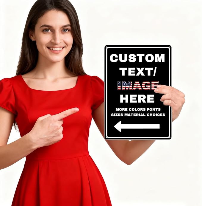 Custom Sign Left or Right Arrow, Glow in the Dark/Reflective Option, Personalized Metal Address Plaque, Customize for Business Logo, Office, Home, Yard, Outdoor 12''x8''