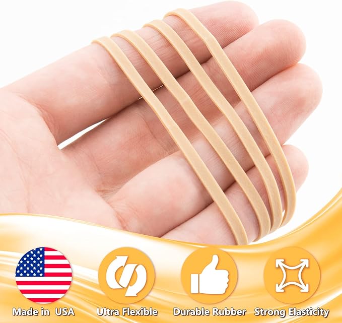 BILINNY Rubber Bands Size 33, Bulk Pack of 5lb (3,000) Tan Rubber Bands, 3.5"x1/8", Made In USA