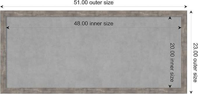 Amanti Art Silver Framed Magnetic Board 23x51 Oversize Vision Board for use with Magnets, 100% Metal Sheet to Display Items as Office Decor or for Home Organization in mudroom, Kitchen or Kids Room