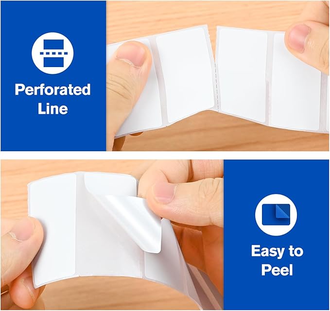 L LIKED 1" x 2" Blank Removable Labels with No Residue, Water and Oil Resistant, Use for Both Home and Office (1 Roll, 1300 Labels)