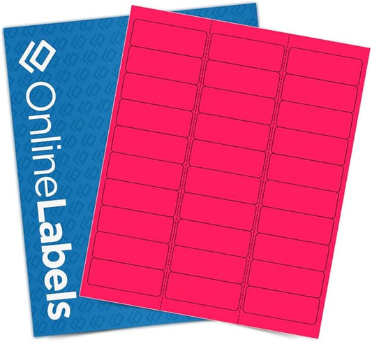 Neon Pink Address Labels - 2.625 x 1 - Pack of 3,000 Labels, 100 Sheets - Inkjet/Laser Printer - Online Labels