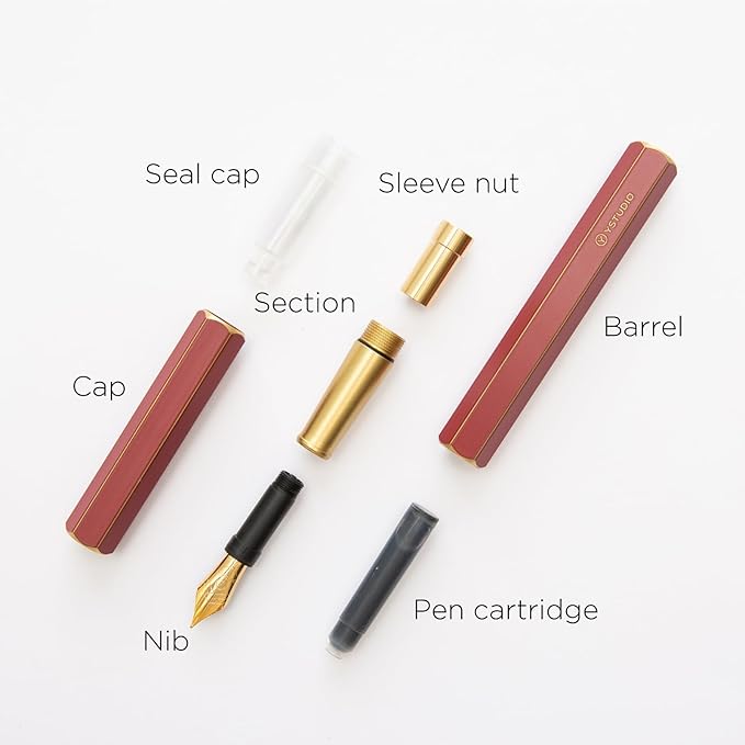YSTUDIO Stunning Classic Revolve Fountain Pen, Schmidt Gilded Nib, Best Pen Gift Set for Men & Women, Professional, Executive Office, Nice Pens（red，F nib）