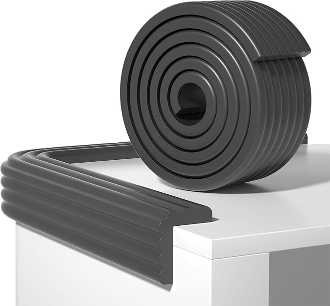 Edge Protector,Baby Proofing Baby Edge Protector Strip Safety,Soft Rubber Foam Padding,Edge Corner Guards Protector Corner Edge Bumpers for Furniture (Black, 16.4Ft x 3.15" W x 0.31" Th)