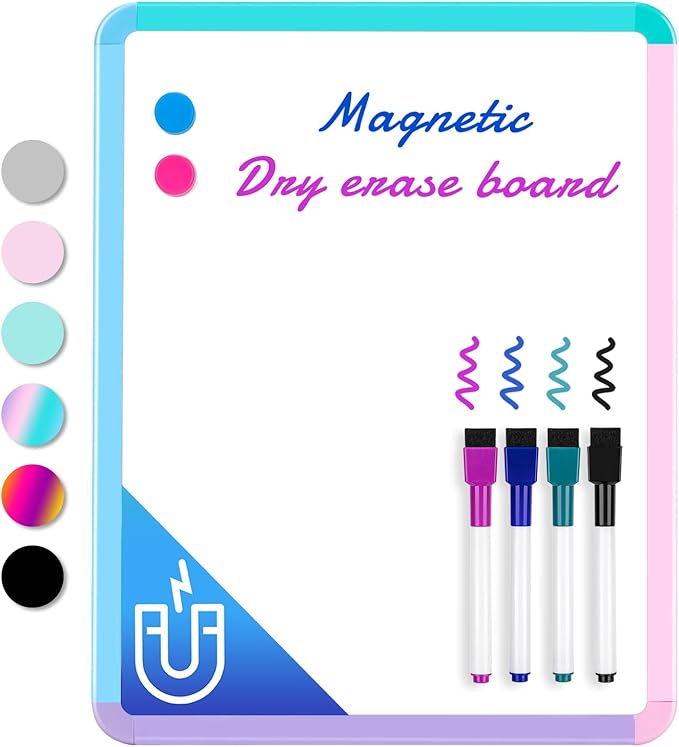 VUSIGN Small White Board Dry Erase, 11''x14'' Magnetic Dry Erase Board, Mini Whiteboard with Markers for Students, Fridge, Wall, Locker