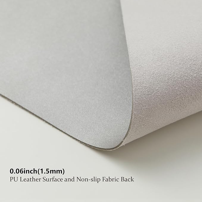 Leather Desk Mat - Small Non-Slip PU Desk Pad for Office and Home - Desk Organization and Accessories - Ideal for Large Mouse Pad and Small Desk Mats on Top of Desks (Silver,23.6"x 13.8")
