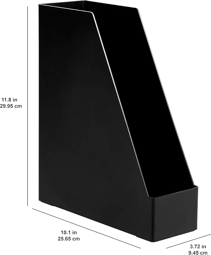 Amazon Basics Plastic Desk Organizer - Vertical Magazine and File Holder, Black, 2-Pack
