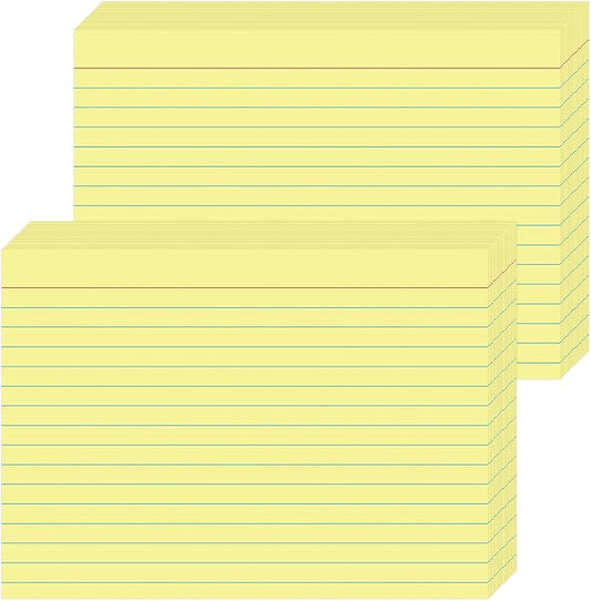 JINMIKEJI Yellow Ruled Index Cards 5x7 Inch - 50 Pack Study Flash Cards for School, Office & Home, Durable Note Cards with Lines