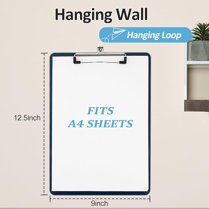 Principal Lines 16 Pack Plastic Clipboards with Low Profile Clip, Hanging Clipboards Bulk, Clip Boards 8.5x11 Holds 100 Sheets, A4 Letter Size Clipboard for Teacher, Students, Kids, School & Office