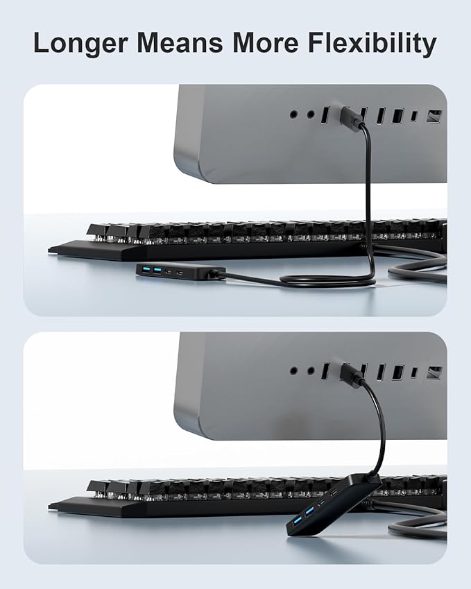 Dual USB C USB A 3.0 Hub: 4 Ports USB Hub with 2* USB-C 3.0 and 2* USB-A 3.0, Ultra Slim Portable USB Splitter Adapter for Laptop, PS4, Flash Drive, HDD, Xbox, Printer, Keyboard, Computer Accessories