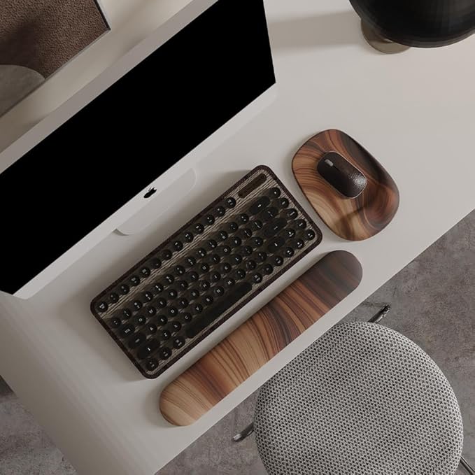 ErgoEase Ergonomic Mouse Pad with Gel Wrist Support - Premium Lycra Fabric, Non-Slip, Ideal for Laptop & Desktop, Office & Gaming，Desk Accessories (07Walnut Grain)