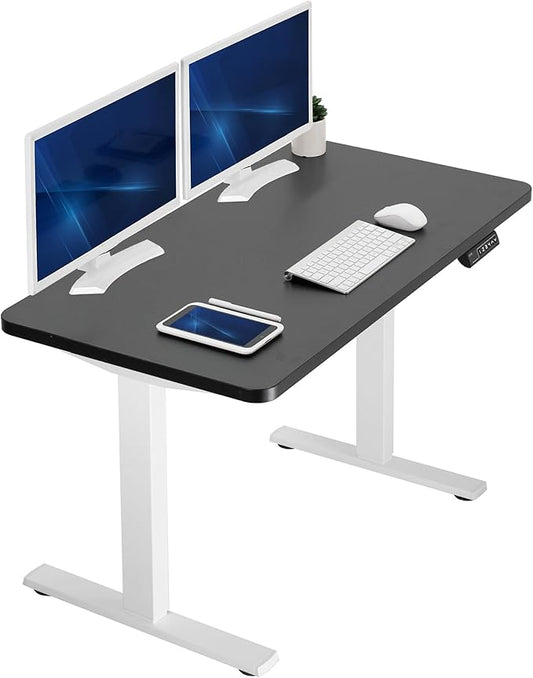 VIVO Electric 43 x 24 in Standing Desk, Memory Height Adjustment, 1B Series, Holds 220 lbs, One-Piece Black Top, White Frame, DESK-KIT-1W4B