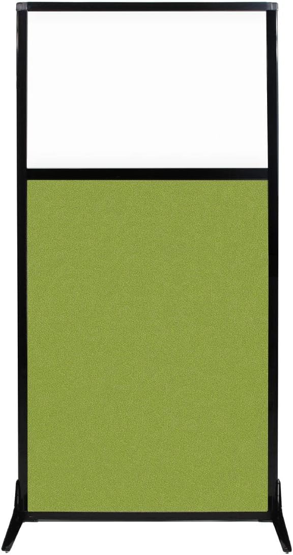 Versare Workstation Partition | Portable Wall Divider | Modern Office Cubicle | Free Standing Privacy Screen | Flexible Work Space | 33" x 70" W/Window, Lime Green Fabric Panels
