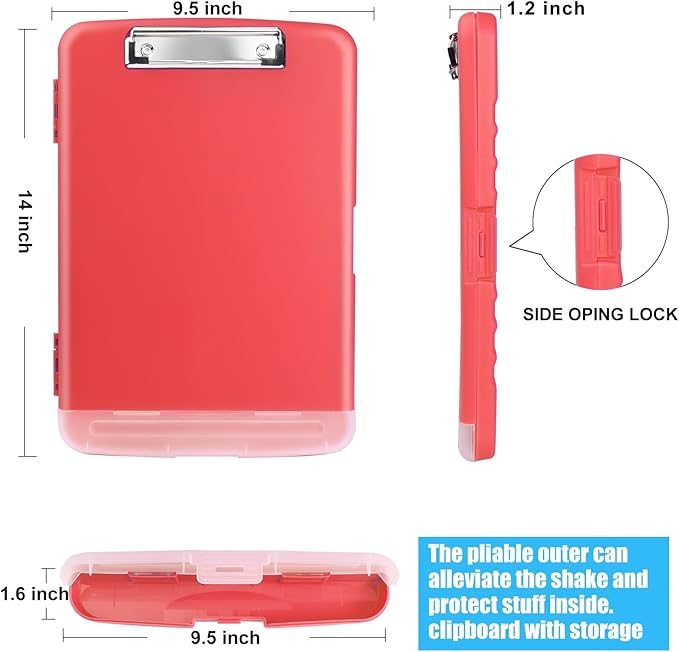 Red Plastic Clipboard with Storage,TFDLCG zm High Capacity Clip Boards 8.5x11,A4 Binder Nursing Clipboard Folder Heavy Duty for Women Teachers Work,School Office