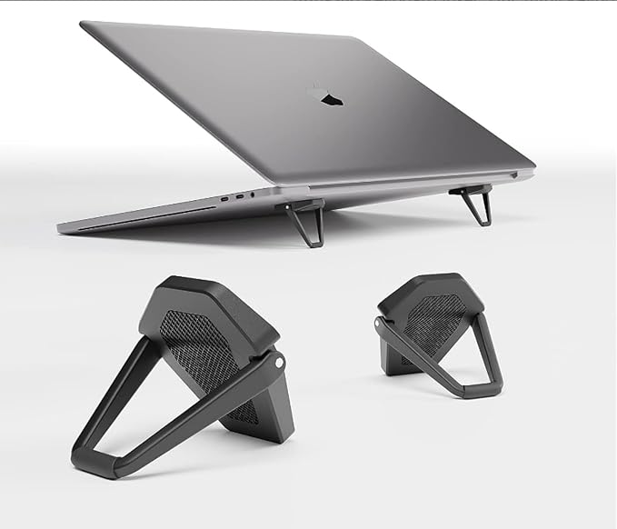 MIYKUISH Portable Invisible Laptop Stand - 2PCS zinc Alloy Laptop Mini Stand Heat Dissipation pad, Laptop Lifter Suitable for 12-20 inch Laptop (One Size Mutil Color) (Black)
