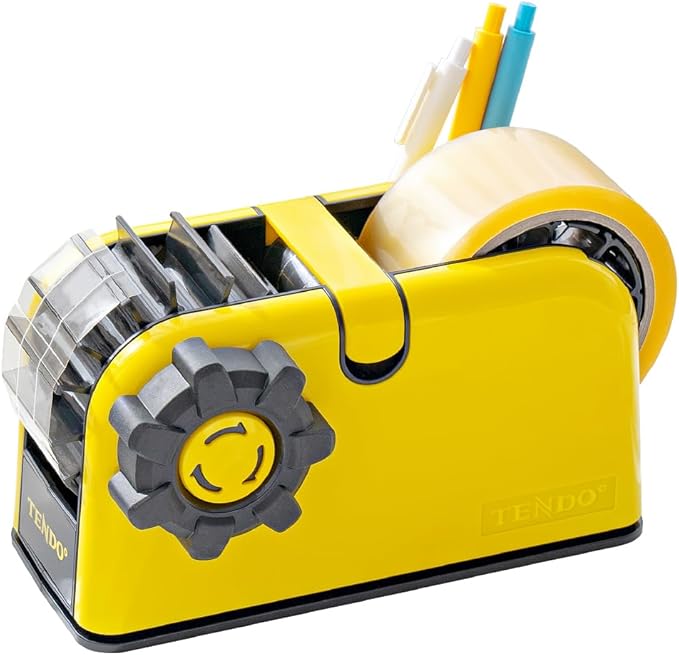 [TENDO°] Multi-Section Tape Dispenser ZO-508: Innovative Cutter for Custom Tape Width (Yellow)